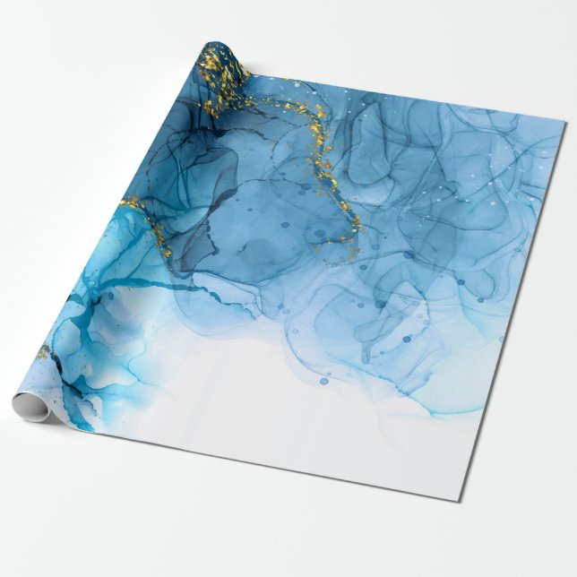 Papier Cadeau Marbre bleu Abstrait (Déroulé)