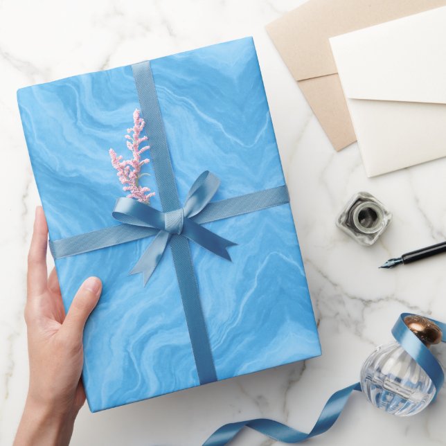 Papier Cadeau Marbre Bleu Océan (Cadeaux)