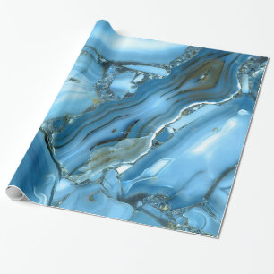 Papier Cadeau Marbre bleu profond
