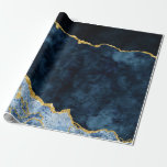Papier Cadeau Marbre d'agrafe bleu marine et or<br><div class="desc">Marine Blue & Gold Foil Aquarelle Marbre Agate Gilded Geode Design,  avec polices Moderne et Script. Mariage tendance et chic ou papier cadeau de fête! ~ Regardez ma boutique pour voir l'ensemble de la suite mariage pour ce design!</div>