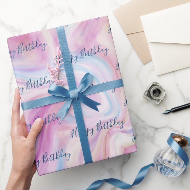 Papier Cadeau Marbre d'anniversaire Abstrait Swirl (Cadeaux)