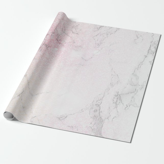 Papier Cadeau Marbre de luxe avec parties scintillant rose (Déroulé)