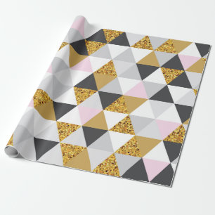 Papier Cadeau Marbre d'or géométrique sans couture motif