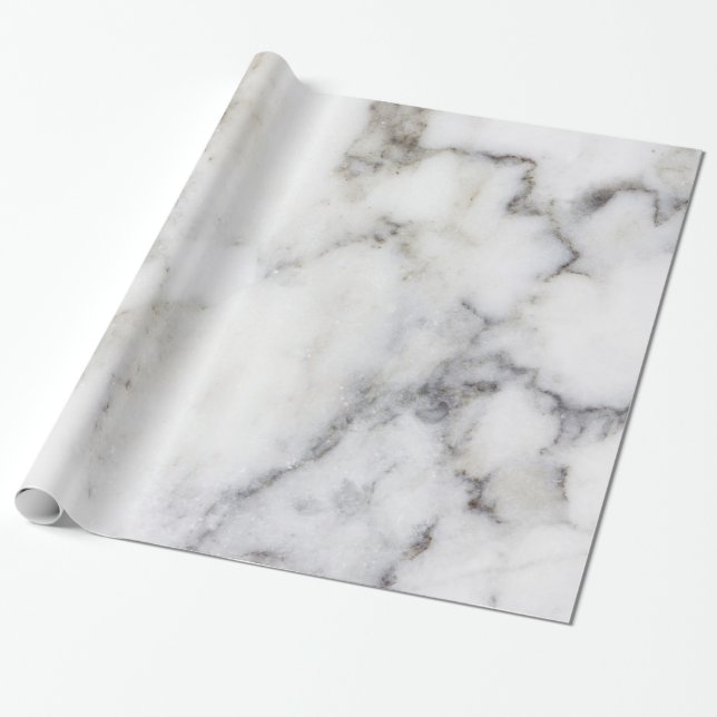 Papier Cadeau Marbre faux blanc et gris (Déroulé)