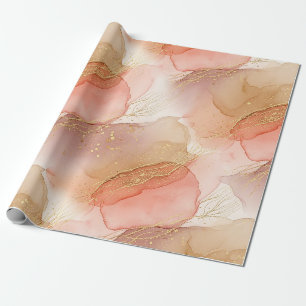 Papier Cadeau Marbre Fluide Abstrait aux Teintes Chaudes Terreus