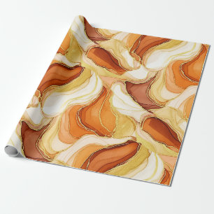 Papier Cadeau Marbre fluide abstrait en pierre de couleur taupe