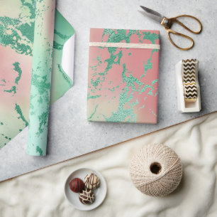 Papier Cadeau Marbre frais   Corail pastel ravissant et ombré ve