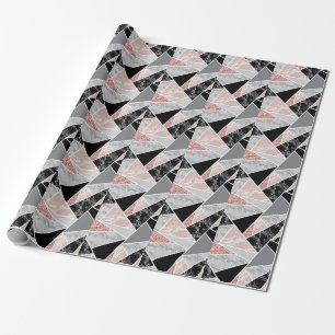 Papier Cadeau Marbre géométrique avec Parties scintillant rose :