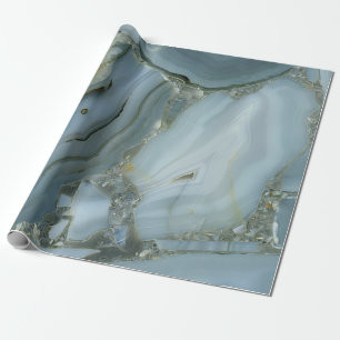 Papier Cadeau Marbre gris bleu avec Veine or