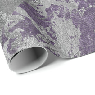 Papier Cadeau Marbre gris-violet argenté Brillant en métal