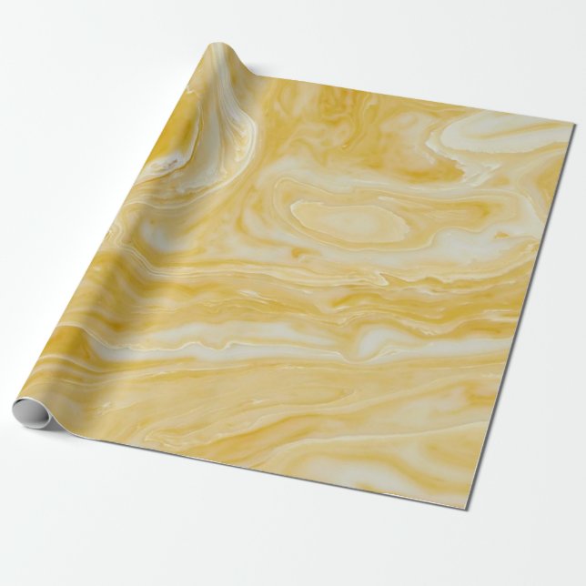 Papier Cadeau Marbre jaune (Déroulé)