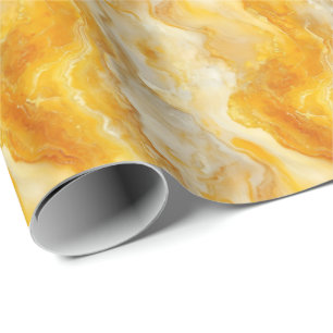 Papier Cadeau Marbre Jaune Foncé et Jaune Clair