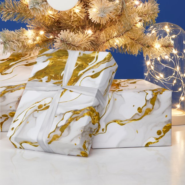 Papier Cadeau Marbré Mable Élégant Chic (Vacances)