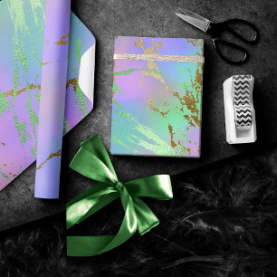 Papier Cadeau Marbre Millénaire   Ombré Pastel Arc-en-ciel Joueu