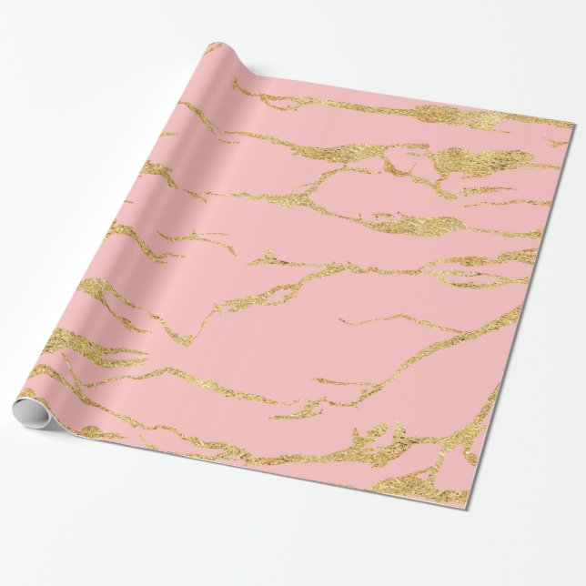 Papier Cadeau Marbre moderne avec faux or (Déroulé)