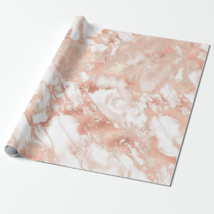 Papier Cadeau Marbre moderne blanc et or rose