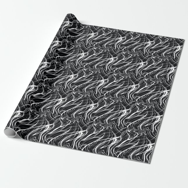 Papier Cadeau Marbre noir blanc : Vintage Abstrait (Déroulé)
