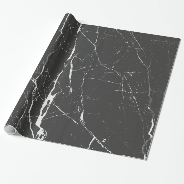 Papier Cadeau Marbre noir et gris clair Motif (Déroulé)