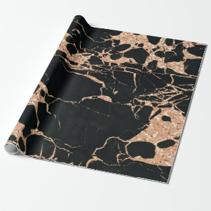 Papier Cadeau Marbre noir métallique d'or de parties