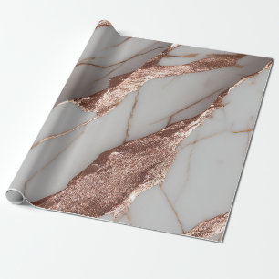 Papier Cadeau Marbre Pailleté Cuivre Tendance