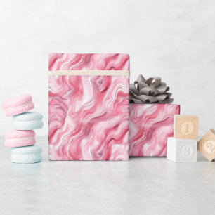 Papier Cadeau Marbre rose et blanc