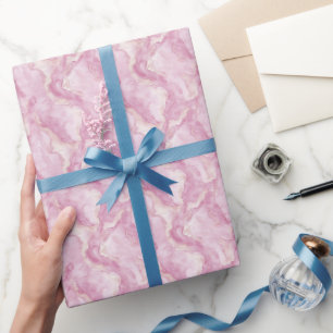 Papier Cadeau Marbre rose et ivoire