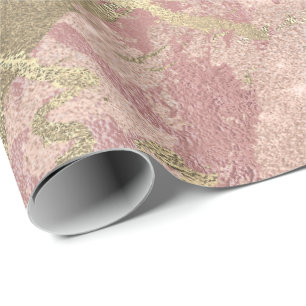 Papier Cadeau Marbre rose Rose brillant brillant étincelle en po