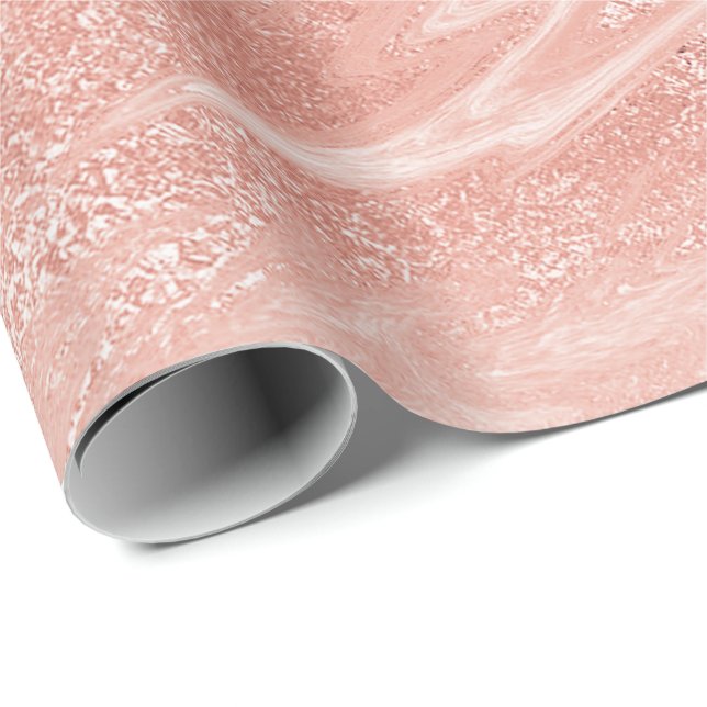 Papier Cadeau Marbre rose Rose or Molle Pastel Peach (Coin rond)