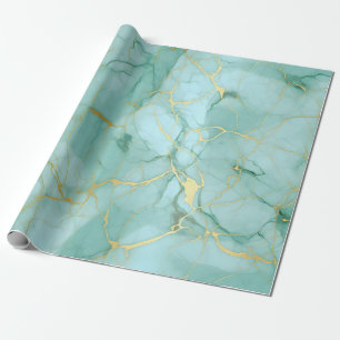 Papier Cadeau Marbre Turquoise