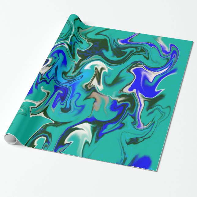 Papier Cadeau Marbre turquoise (Déroulé)