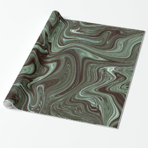 Papier Cadeau Marbre vert foncé rétro