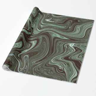 Papier Cadeau Marbre vert foncé rétro