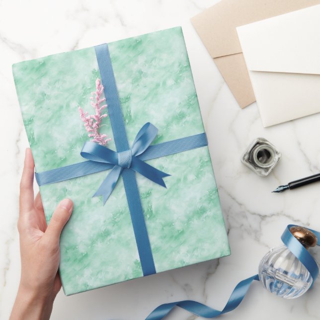 Papier Cadeau Marbre Vert Menthe  (Cadeaux)