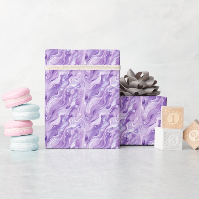 Papier Cadeau Marbre violet et blanc  (Baby Shower)