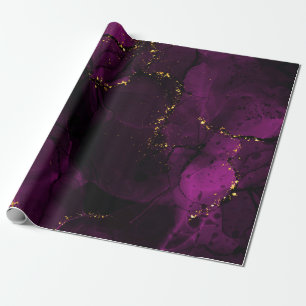 Papier Cadeau Marbre violet et doré