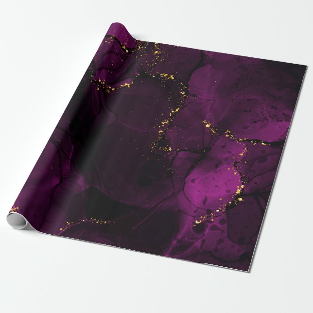 Papier Cadeau Marbre violet et doré (Déroulé)