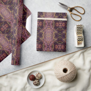 Papier Cadeau Marbre Violet Et Or
