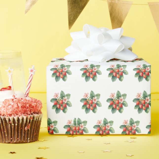 Papier Cadeau Marché Rustique Fête de Bébé Fraise Sucrée (Fête d'anniversaire)