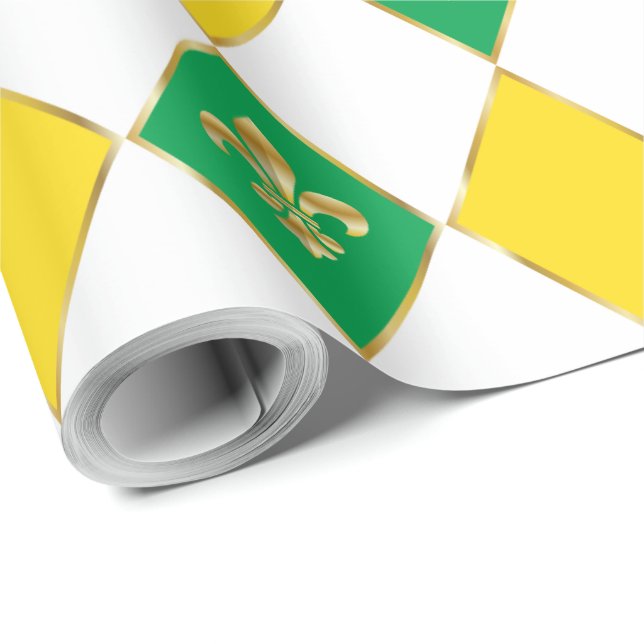 Papier Cadeau Mardi Gras Carnaval Géométrique Rhombus Fleur de L (Coin rond)