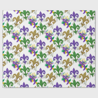 Papier Cadeau Mardi Gras fleur de lis and masks