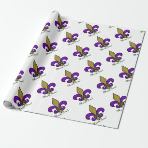 Papier Cadeau Mardi Gras Fleur De Lis Coloré