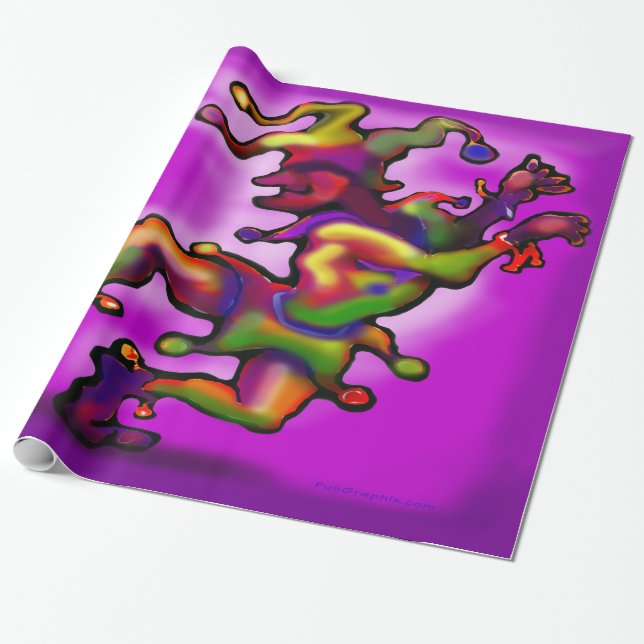 Papier Cadeau Mardi Gras Jester 2x3' 60# Décoration murale (Déroulé)