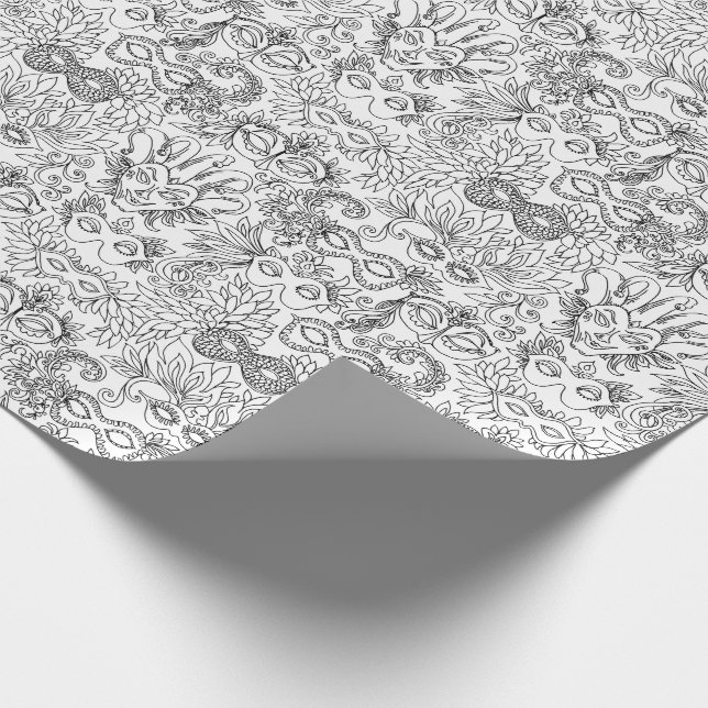 Papier Cadeau Mardi Gras Masque La Couleur Blanc Noire Votre Pro (Coin)