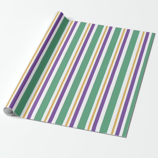 Papier Cadeau Mardi Gras Stripes (Déroulé)