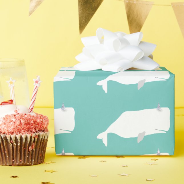 Papier Cadeau Mare de baleine blanche (Fête d'anniversaire)