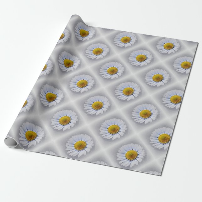 Papier Cadeau marguerite blanche brillante (Déroulé)