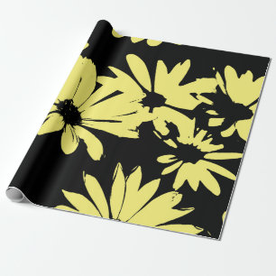 Papier Cadeau Marguerite noire et jaune