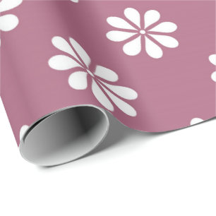 Papier Cadeau Marguerites blanches avec fond rose