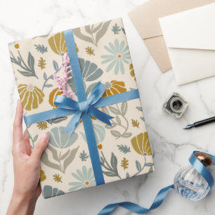 Papier Cadeau Marguerites dorées rétro