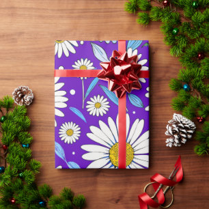Papier Cadeau Marguerites et Feuilles